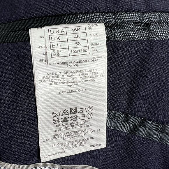 Brooks Brothers Suit Jacket Mens 46R Navy Explorer Regent Fit Wool Blend - Picture 7 of 12